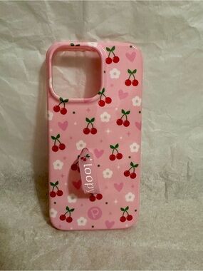 Loopy Case “Cherry Cute” Pink Cherry & Floral Phone Case with Loop Grip